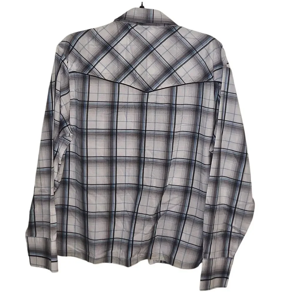 Rockabilly Plains Western Wear Pearl Snap Shirt Mens L Plaid Rodeo Cowboy Ranch